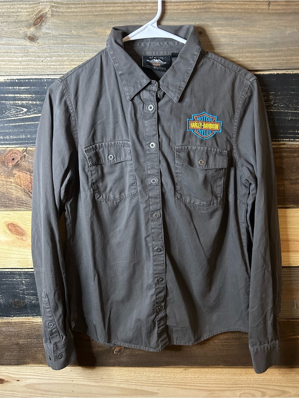 Harley-Davidson Men's Gray Long-Sleeve Button-Down Shirt